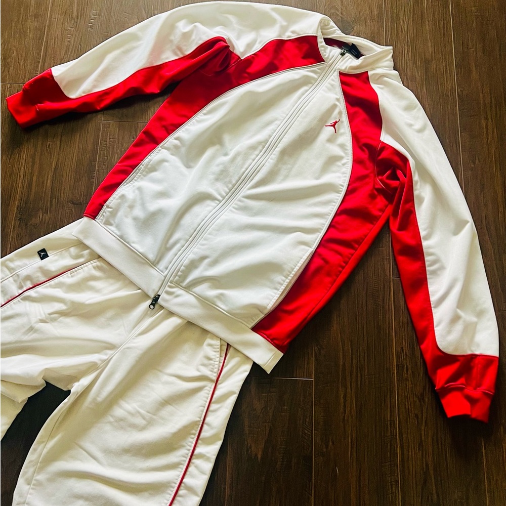 Men's Red and White Track Jacket